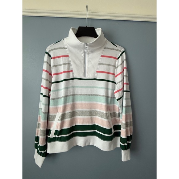 T by Talbots Tops - Women's Talbots Quarter‎ Zip Striped Sweatshirt UPF 50+ Long Sleeve Size Medium